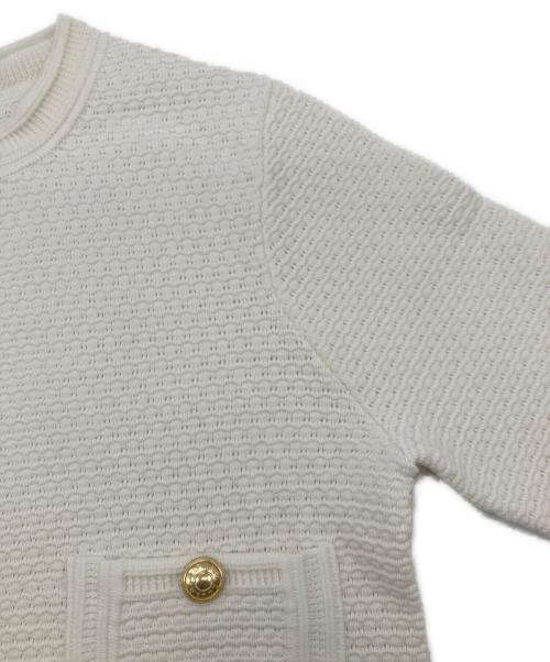 anuans（アニュアンス）anuans (アニュアンス) ノーカラーラーベンニットジャケット ホワイト サイズ:1の古着・服飾アイテム