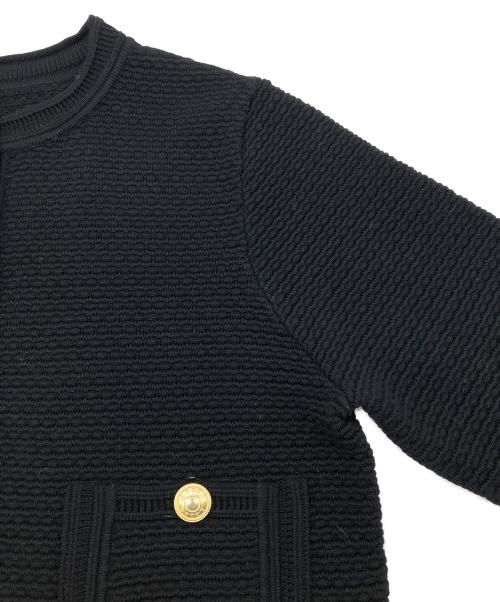 anuans（アニュアンス）anuans (アニュアンス) ノーカラーラーベンニットジャケット ブラック サイズ:2の古着・服飾アイテム