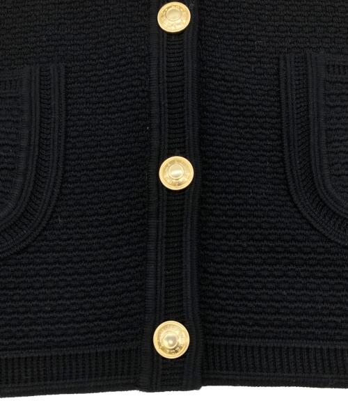 anuans（アニュアンス）anuans (アニュアンス) ノーカラーラーベンニットジャケット ブラック サイズ:2の古着・服飾アイテム