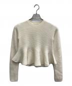 anuansアニュアンス）の古着「ペプラムショートニットトップス」｜アイボリー