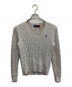 POLO RALPH LAURENポロ・ラルフローレン）の古着「ケーブルニット コットン Vネック セーター」｜グレー