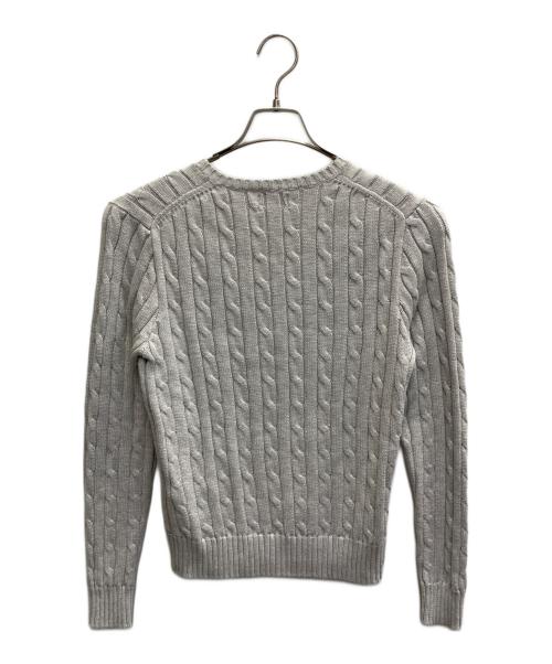 POLO RALPH LAUREN（ポロ・ラルフローレン）POLO RALPH LAUREN (ポロ・ラルフローレン) ケーブルニット コットン Vネック セーター グレー サイズ:Mの古着・服飾アイテム