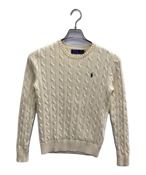 POLO RALPH LAUREN（ポロ・ラルフローレン）POLO RALPH LAUREN (ポロ・ラルフローレン) ケーブルニット コットン クルーネック セーター ホワイト サイズ:Sの古着・服飾アイテム