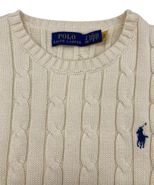 POLO RALPH LAUREN（ポロ・ラルフローレン）POLO RALPH LAUREN (ポロ・ラルフローレン) ケーブルニット コットン クルーネック セーター ホワイト サイズ:Sの古着・服飾アイテム