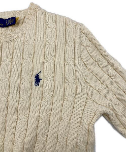 POLO RALPH LAUREN（ポロ・ラルフローレン）POLO RALPH LAUREN (ポロ・ラルフローレン) ケーブルニット コットン クルーネック セーター ホワイト サイズ:Sの古着・服飾アイテム