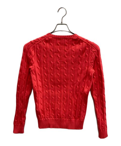 POLO RALPH LAUREN（ポロ・ラルフローレン）POLO RALPH LAUREN (ポロ・ラルフローレン) ケーブルニット コットン クルーネック セーター レッド サイズ:Sの古着・服飾アイテム