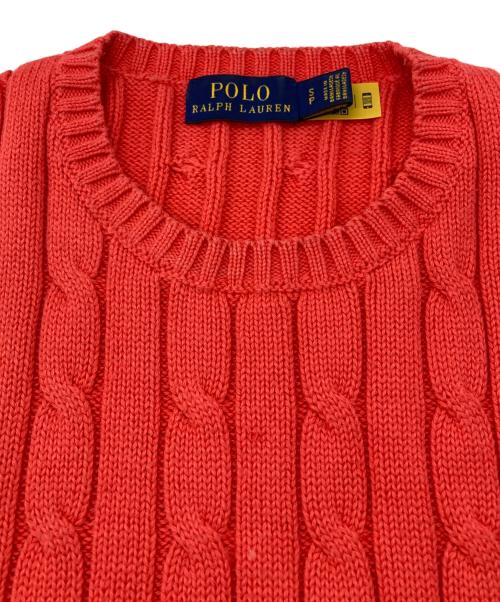 POLO RALPH LAUREN（ポロ・ラルフローレン）POLO RALPH LAUREN (ポロ・ラルフローレン) ケーブルニット コットン クルーネック セーター レッド サイズ:Sの古着・服飾アイテム