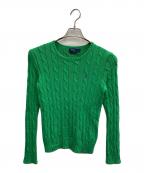 POLO RALPH LAURENポロ・ラルフローレン）の古着「ケーブルニット コットン クルーネック セーター」｜グリーン