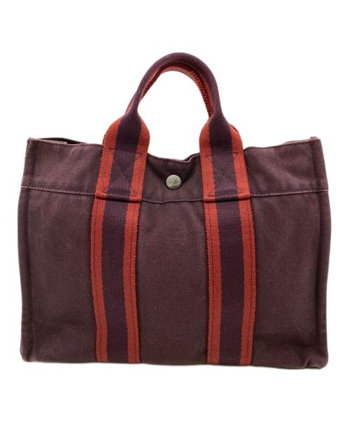 HERMES（エルメス）HERMES (エルメス) キャンバストートバッグ ボルドーの古着・服飾アイテム
