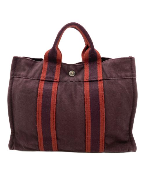 HERMES（エルメス）HERMES (エルメス) キャンバストートバッグ ボルドーの古着・服飾アイテム