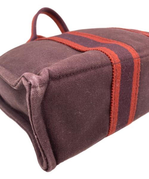 HERMES（エルメス）HERMES (エルメス) キャンバストートバッグ ボルドーの古着・服飾アイテム