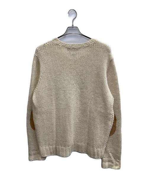 POLO RALPH LAUREN（ポロ・ラルフローレン）POLO RALPH LAUREN (ポロ・ラルフローレン) エルボーパッチ リネンシルクVネックニット アイボリー サイズ:XXLの古着・服飾アイテム