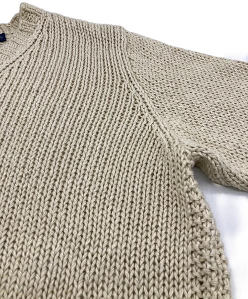 POLO RALPH LAUREN（ポロ・ラルフローレン）POLO RALPH LAUREN (ポロ・ラルフローレン) エルボーパッチ リネンシルクVネックニット アイボリー サイズ:XXLの古着・服飾アイテム