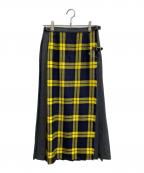 O'NEIL OF DUBLINオニールオブダブリン）の古着「ウールチェックスカート」｜イエロー