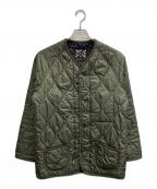 LAVENHAMラベンハム）の古着「ノーカラーキルティングジャケット」｜オリーブ