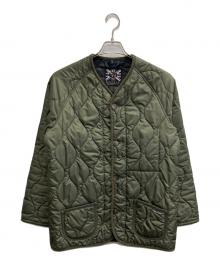 LAVENHAM（ラベンハム）の古着「ノーカラーキルティングジャケット」｜オリーブ