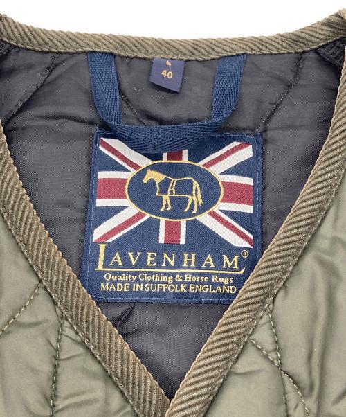 LAVENHAM（ラベンハム）LAVENHAM (ラベンハム) ノーカラーキルティングジャケット オリーブ サイズ:Lの古着・服飾アイテム