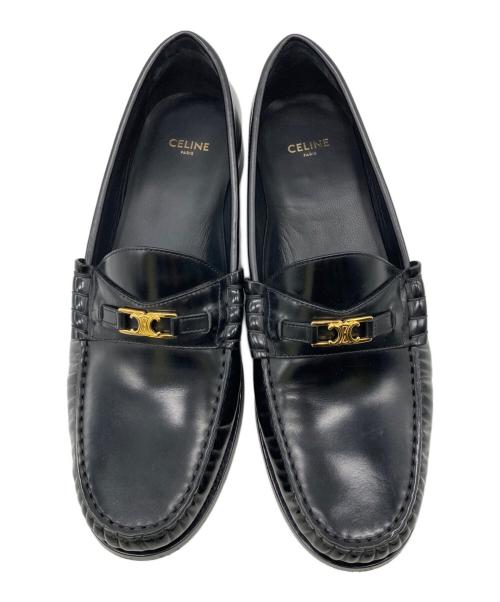 CELINE（セリーヌ）CELINE (セリーヌ) トリオンフレザーローファー ブラック サイズ:41の古着・服飾アイテム