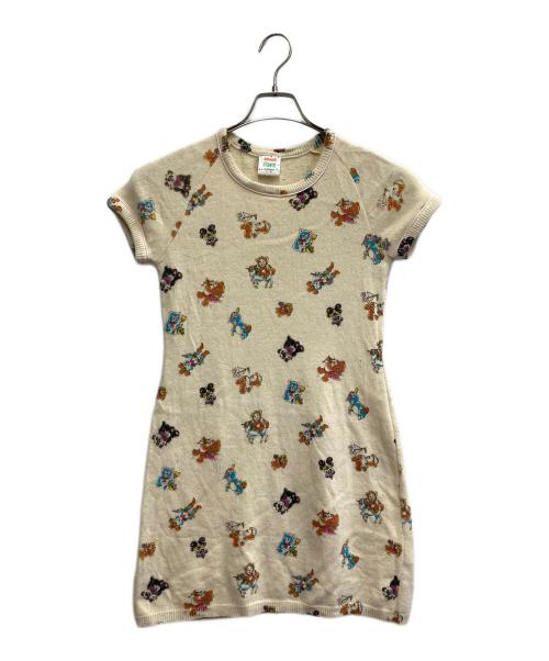 Hysteric Glamour（ヒステリックグラマー）Hysteric Glamour (ヒステリックグラマー) マルチベア柄 ニットワンピース GRUNGE POPS HYSTERICS ベージュ サイズ:Freeの古着・服飾アイテム