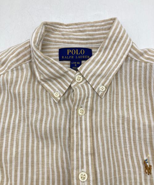 POLO RALPH LAUREN（ポロ・ラルフローレン）POLO RALPH LAUREN (ポロ・ラルフローレン) ストライプ リネン シャツ ベージュ サイズ:Lの古着・服飾アイテム