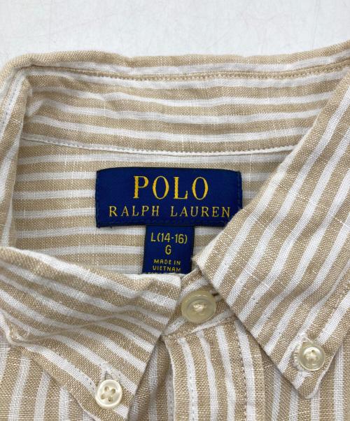 POLO RALPH LAUREN（ポロ・ラルフローレン）POLO RALPH LAUREN (ポロ・ラルフローレン) ストライプ リネン シャツ ベージュ サイズ:Lの古着・服飾アイテム