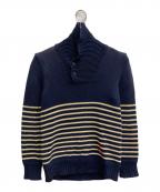 RRLダブルアールエル）の古着「コットンリネンショールカラーボーダーニット」｜ネイビー