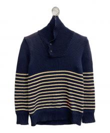 RRL（ダブルアールエル）の古着「コットンリネンショールカラーボーダーニット」｜ネイビー
