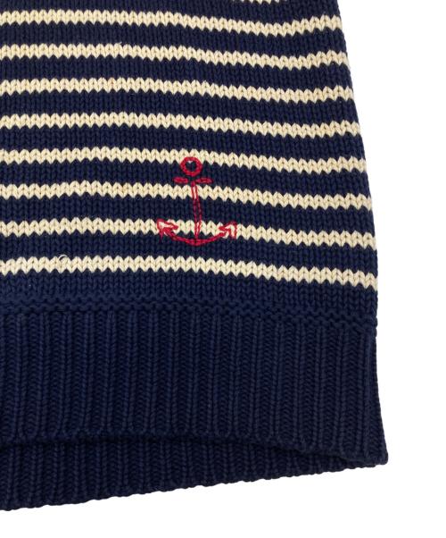 RRL（ダブルアールエル）RRL (ダブルアールエル) コットンリネンショールカラーボーダーニット ネイビー サイズ:Sの古着・服飾アイテム