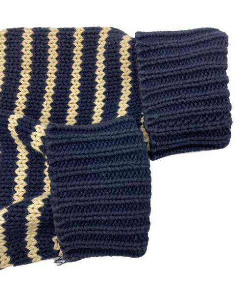 RRL（ダブルアールエル）RRL (ダブルアールエル) コットンリネンショールカラーボーダーニット ネイビー サイズ:Sの古着・服飾アイテム