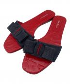 Salvatore Ferragamoサルヴァトーレ フェラガモ）の古着「デニムサンダル」｜ネイビー×レッド