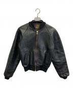 VANSONバンソン）の古着「TJ 切替シングル レザーブルゾン team jacket」｜ブラック