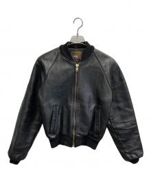 VANSON（バンソン）の古着「TJ 切替シングル レザーブルゾン team jacket」｜ブラック