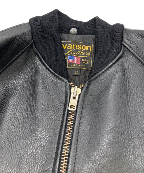 VANSON（バンソン）VANSON (バンソン) TJ 切替シングル レザーブルゾン team jacket ブラック サイズ:34の古着・服飾アイテム