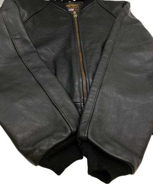 VANSON（バンソン）VANSON (バンソン) TJ 切替シングル レザーブルゾン team jacket ブラック サイズ:34の古着・服飾アイテム
