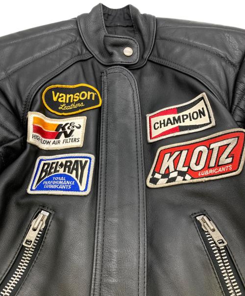 VANSON（バンソン）VANSON (バンソン) TC ロゴワッペン シングルライダースジャケット ブラック サイズ:34の古着・服飾アイテム