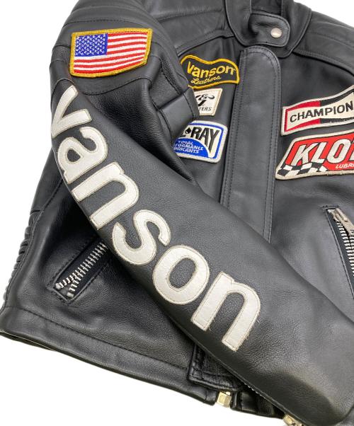 VANSON（バンソン）VANSON (バンソン) TC ロゴワッペン シングルライダースジャケット ブラック サイズ:34の古着・服飾アイテム