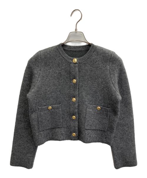 anuans（アニュアンス）anuans (アニュアンス) カシミヤブレンドノーカラーニットジャケット グレー サイズ:FREEの古着・服飾アイテム