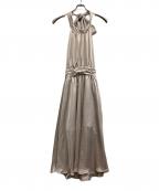 polauraポロ―ラ）の古着「アメスリヴィンテージサテンフレアドレス」｜ベージュ