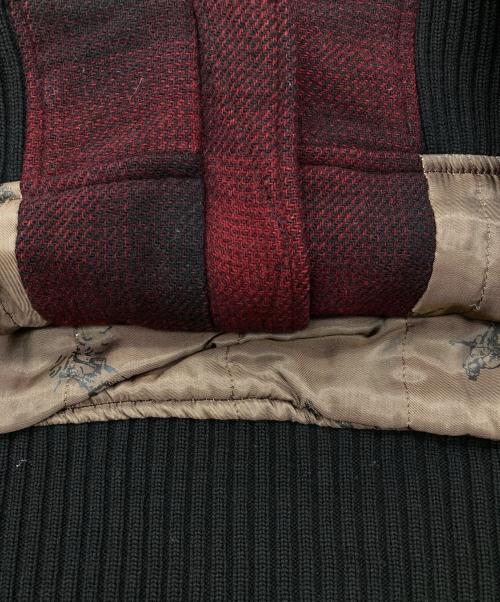 WOOLRICH WOOLEN MILLS（ウールリッチウーレンミルズ）WOOLRICH WOOLEN MILLS (ウールリッチウーレンミルズ) レザーパッチ シャドウチェック ボンバージャケット レッド サイズ:XLの古着・服飾アイテム