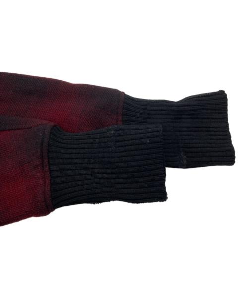 WOOLRICH WOOLEN MILLS（ウールリッチウーレンミルズ）WOOLRICH WOOLEN MILLS (ウールリッチウーレンミルズ) レザーパッチ シャドウチェック ボンバージャケット レッド サイズ:XLの古着・服飾アイテム