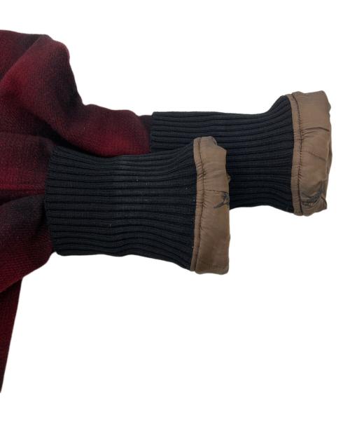 WOOLRICH WOOLEN MILLS（ウールリッチウーレンミルズ）WOOLRICH WOOLEN MILLS (ウールリッチウーレンミルズ) レザーパッチ シャドウチェック ボンバージャケット レッド サイズ:XLの古着・服飾アイテム