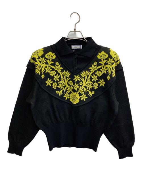 Yves Saint Laurent（イヴサンローラン）Yves Saint Laurent (イヴサンローラン) ニットポロシャツ ブラック サイズ:Mの古着・服飾アイテム