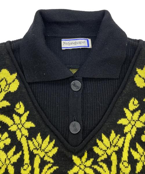 Yves Saint Laurent（イヴサンローラン）Yves Saint Laurent (イヴサンローラン) ニットポロシャツ ブラック サイズ:Mの古着・服飾アイテム