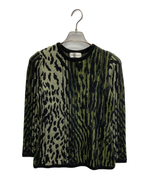 Yves Saint Laurent（イヴサンローラン）Yves Saint Laurent (イヴサンローラン) 総柄ニット オリーブ サイズ:Mの古着・服飾アイテム