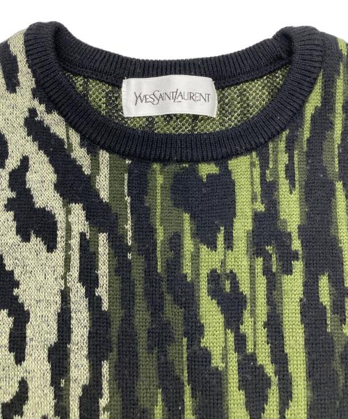 Yves Saint Laurent（イヴサンローラン）Yves Saint Laurent (イヴサンローラン) 総柄ニット オリーブ サイズ:Mの古着・服飾アイテム