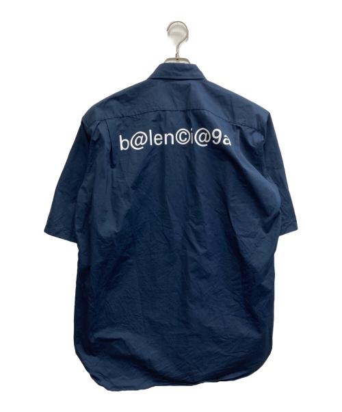 BALENCIAGA（バレンシアガ）BALENCIAGA (バレンシアガ) コットン ロゴ オーバーサイズ シャツ ネイビー サイズ:37の古着・服飾アイテム
