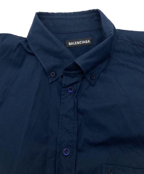 BALENCIAGA（バレンシアガ）BALENCIAGA (バレンシアガ) コットン ロゴ オーバーサイズ シャツ ネイビー サイズ:37の古着・服飾アイテム