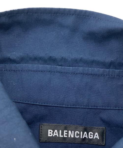 BALENCIAGA（バレンシアガ）BALENCIAGA (バレンシアガ) コットン ロゴ オーバーサイズ シャツ ネイビー サイズ:37の古着・服飾アイテム