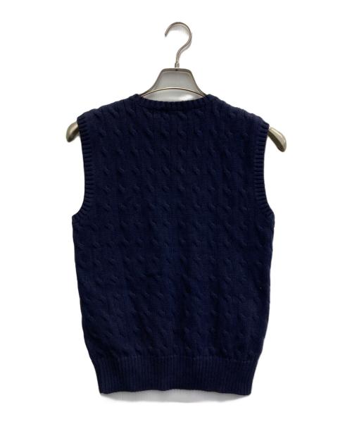 POLO RALPH LAUREN（ポロ・ラルフローレン）POLO RALPH LAUREN (ポロ・ラルフローレン) ケーブルニット コットン セーター ベスト ネイビー サイズ:L 14-16の古着・服飾アイテム