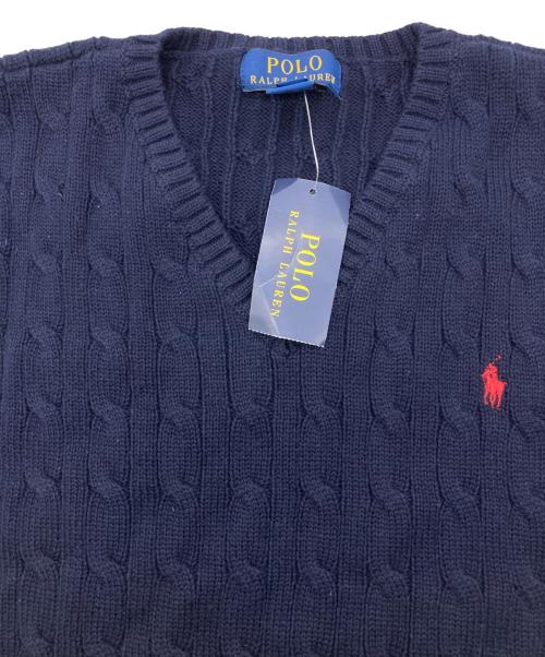 POLO RALPH LAUREN（ポロ・ラルフローレン）POLO RALPH LAUREN (ポロ・ラルフローレン) ケーブルニット コットン セーター ベスト ネイビー サイズ:L 14-16の古着・服飾アイテム